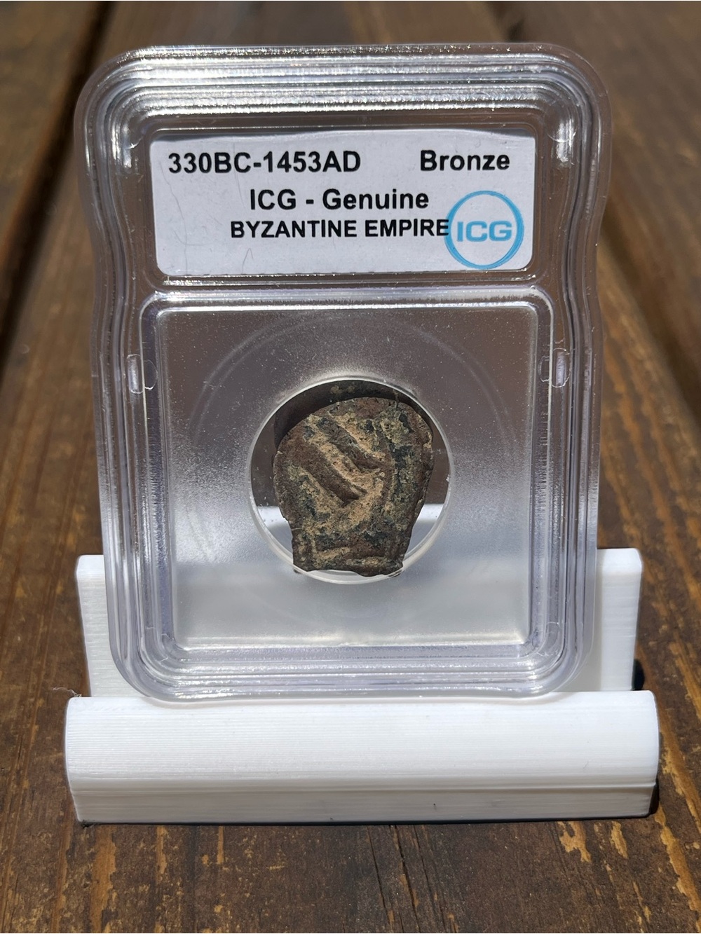 ICG Certified Byzantine Empire Bronze Coin in Bronze Tone